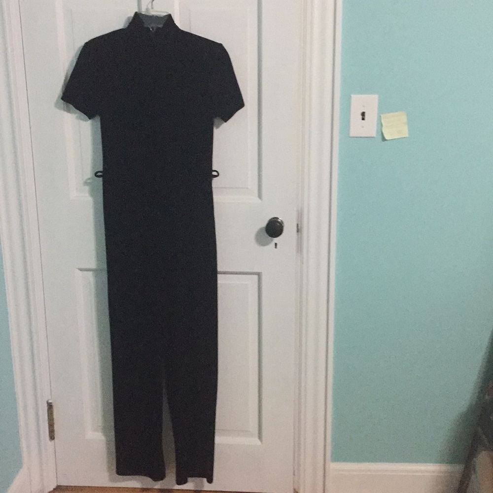Black velvet jumpsuit